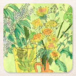 Dandela Bird Cherry Summer Blume Blumenkunst Rechteckiger Pappuntersetzer