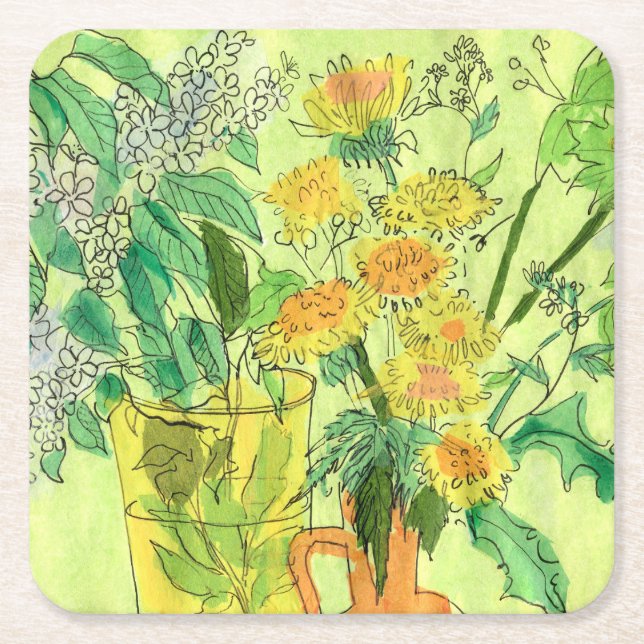 Dandela Bird Cherry Summer Blume Blumenkunst Rechteckiger Pappuntersetzer (Vorderseite)