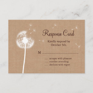 Dandelion auf Burlap UAWG RSVP Karte