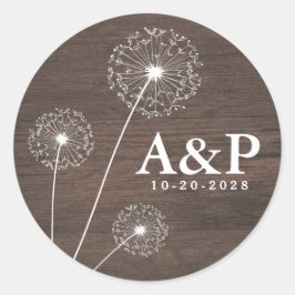 Dandelion Barn Wood Country Rustikale Gastgeschenk Runder Aufkleber