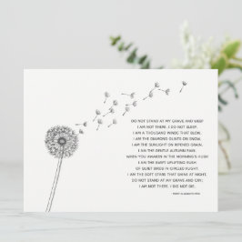 Dandelion Beileid für Loss Condolences flach Karte