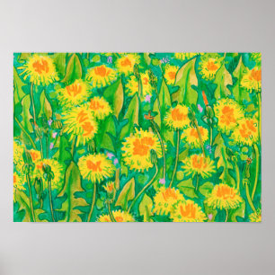 Dandelion Bloom Summer Blume Blumengelb Poster