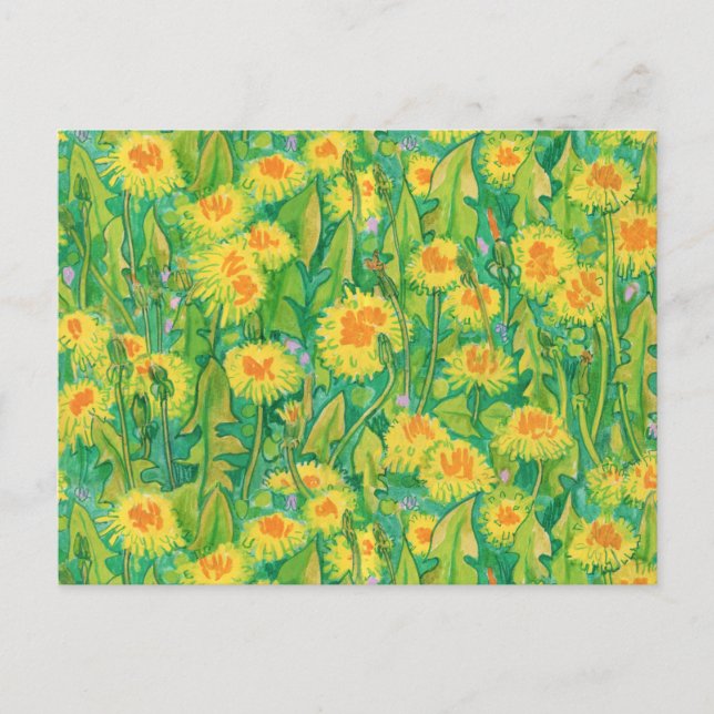 Dandelion Bloom Summer Blume Blumengelb Postkarte (Vorderseite)
