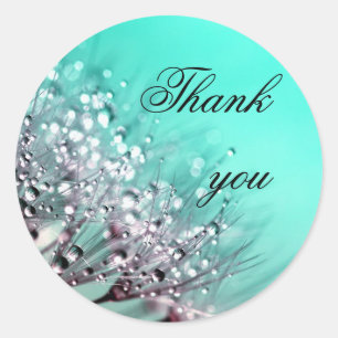 Dandelion Blume Aqua Blue Wedding Vielen Dank Runder Aufkleber