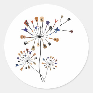 Dandelion Blume Gitarre Lover Gitarrist Runder Aufkleber