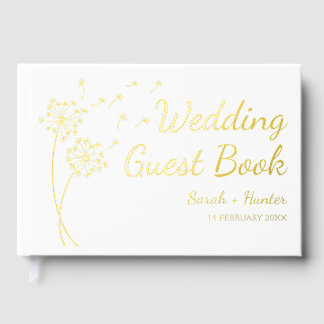 Dandelion Blume Gold Foil Wedding Guest Book Gästebuch
