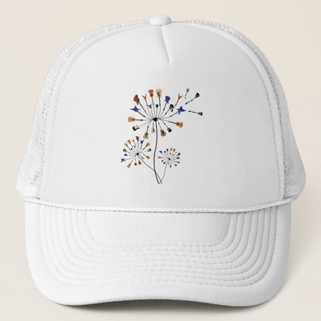 Dandelion Blume Musikgeschenk für Gitarrist Truckerkappe (Vorderseite)