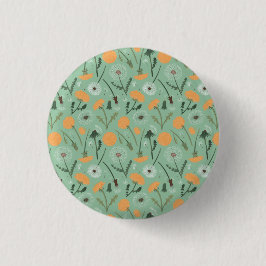 Dandelion Blume Orangefarbenes Muster Button