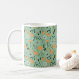 Dandelion Blume Orangefarbenes Muster Kaffeetasse