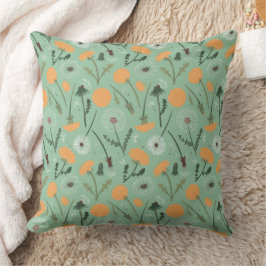 Dandelion Blume Orangefarbenes Muster Kissen