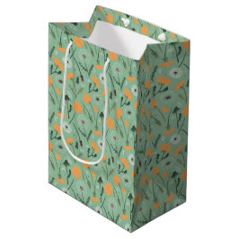 Dandelion Blume Orangefarbenes Muster Mittlere Geschenktüte