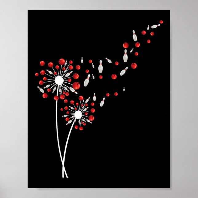 Dandelion Bowling Player Blume Lover Poster (Vorne)
