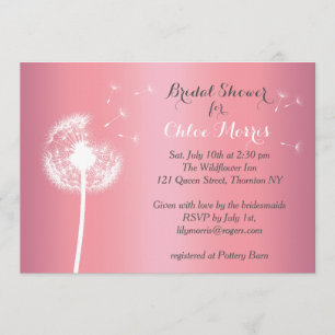 Dandelion Bridal Shower Invitation sur l'or Rose