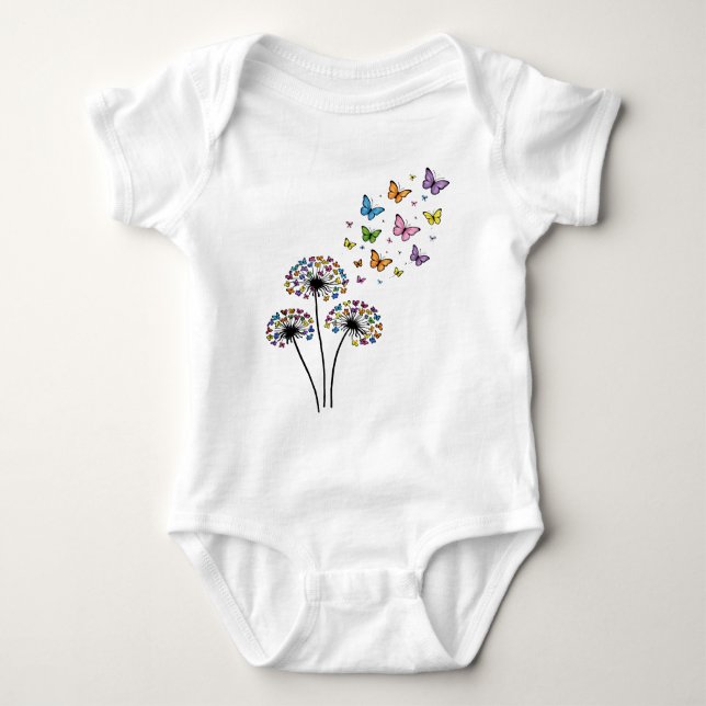 Dandelion butterfly flow baby strampler (Vorderseite)