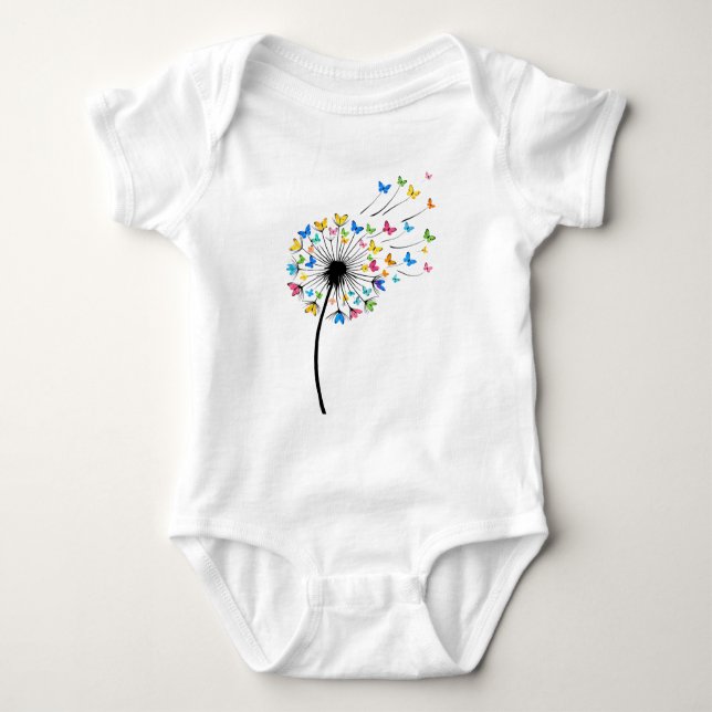 Dandelion butterfly flow baby strampler (Vorderseite)