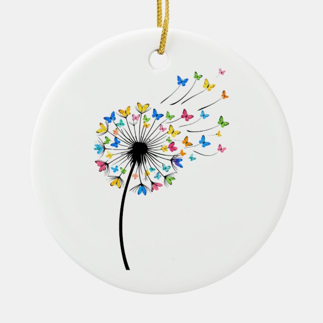 Dandelion butterfly flow keramik ornament (Vorne)