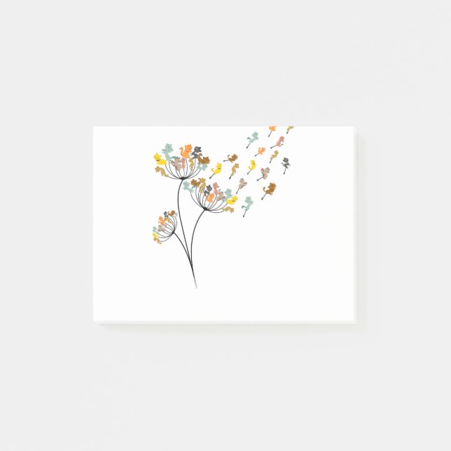 Dandelion Cats Blume Farbenfrohe Katze Post-it Klebezettel (Vorderseite)
