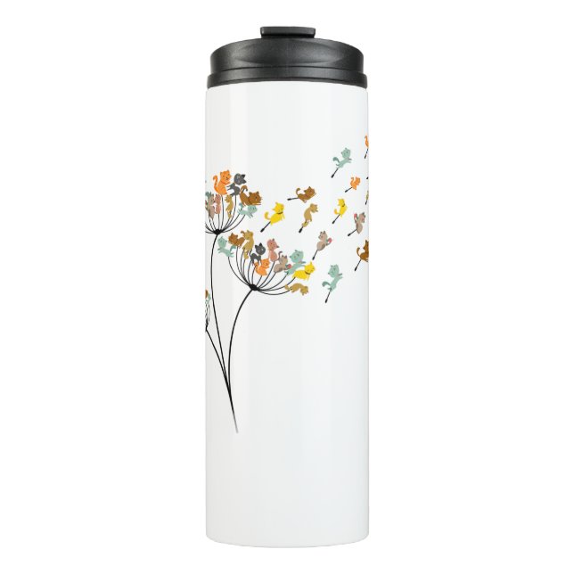 Dandelion Cats Blume Farbenfrohe Katze Thermosbecher (Vorderseite)