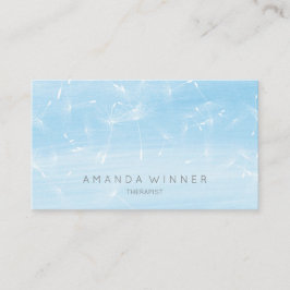 Dandelion Confetti Blue Watercolor Therapist Visitenkarte