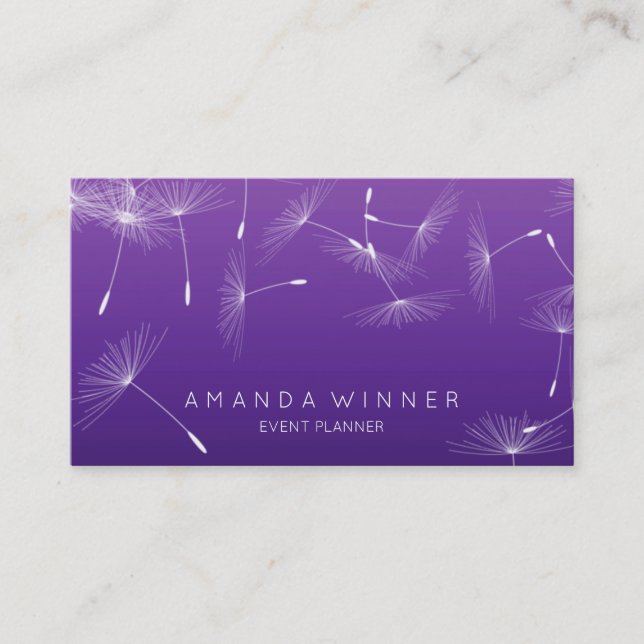 Dandelion Confetti Lila Lavanda Glam Ombre Event Visitenkarte (Vorderseite)