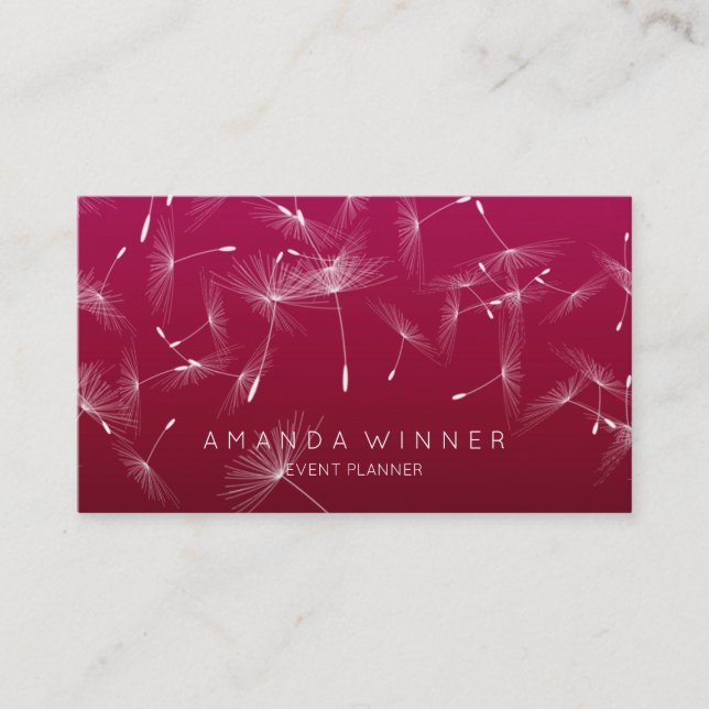 Dandelion Confetti Rubin Pastel Ombre Event Planne Visitenkarte (Vorderseite)