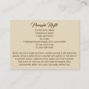Dandelion Country Wedding Signature Drink Rezept Begleitkarte