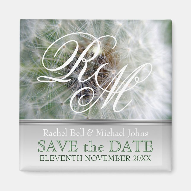Dandelion Dreams Monogram SavetheDate Magnet (Vorne)