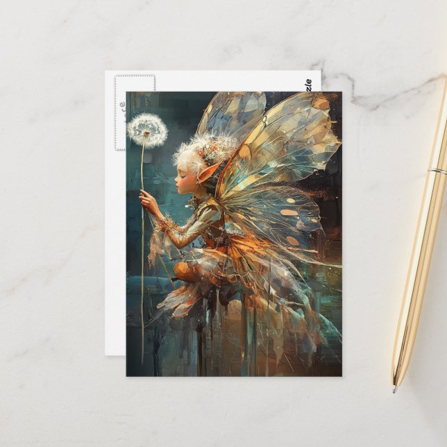 Dandelion Fairy Postkarte (Vorderseite/Rückseite Beispiel)