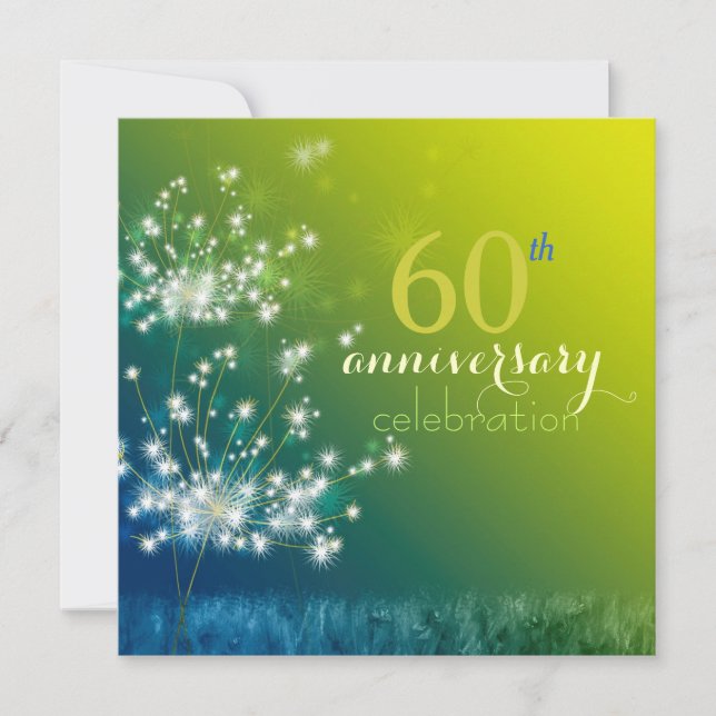 Dandelion Field 60th Wedding Anniversary Party Einladung (Vorderseite)