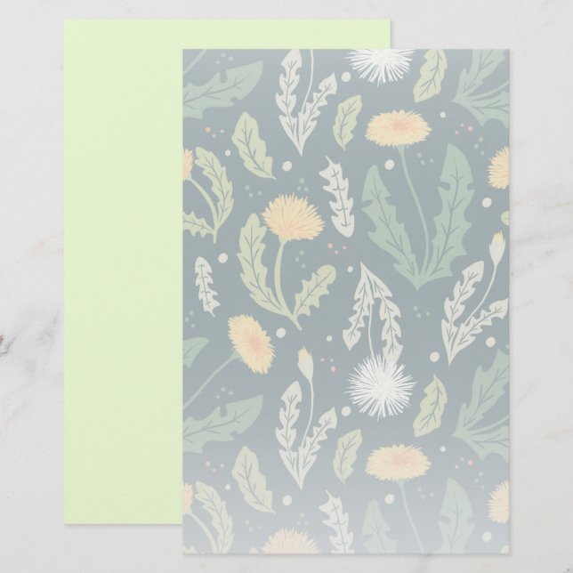 Dandelion Floral Weed Muster Briefpapier (Vorne/Hinten)