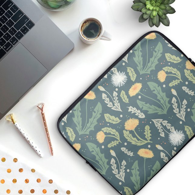 Dandelion Floral Weed Muster Laptopschutzhülle (Dandelion Pattern Laptop Sleeve)