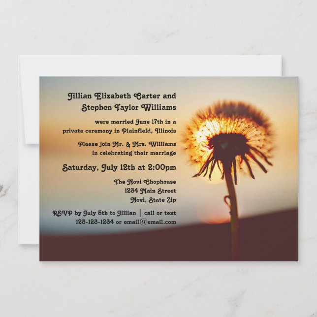 Dandelion Foto - Hochzeitsankündigung Einladung (Vorderseite)