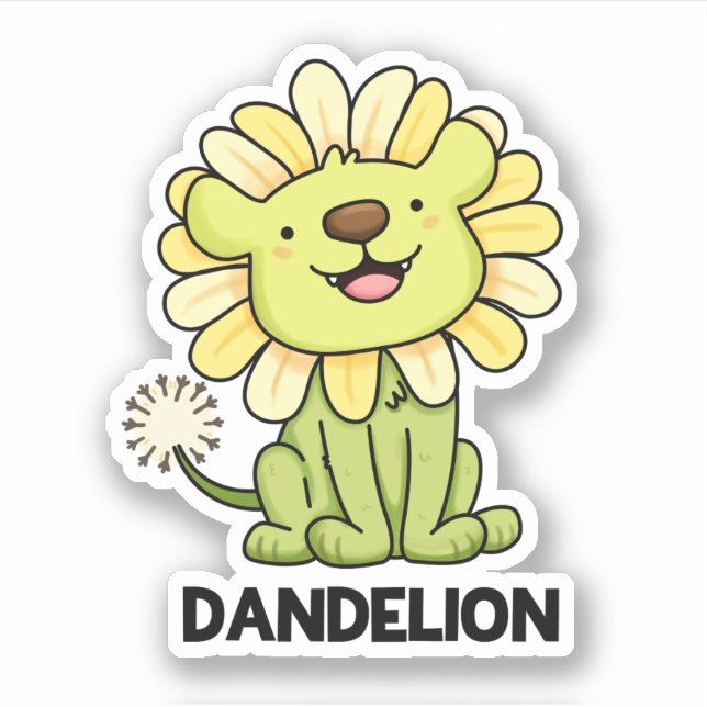 Dandelion Funny Lion Pun Aufkleber (Vorderseite)