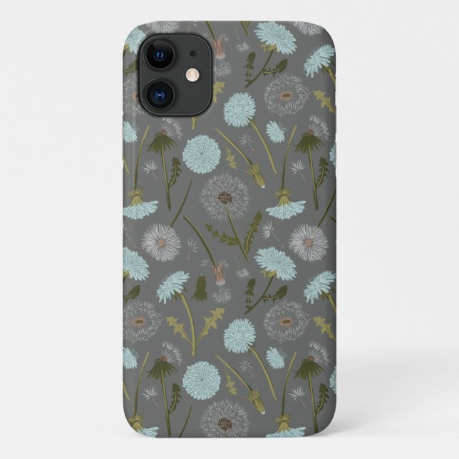 Dandelion Gray Blue Floral Pattern Case-Mate iPhone Hülle (Rückseite)