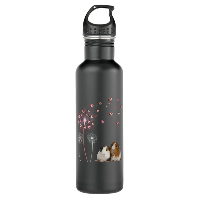 Dandelion Guinea Pig Niedliche Guinea Pig Floral D Edelstahlflasche (Vorderseite)