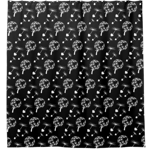 Dandelion Heart Seeds Pattern Duschvorhang (Vorderseite)