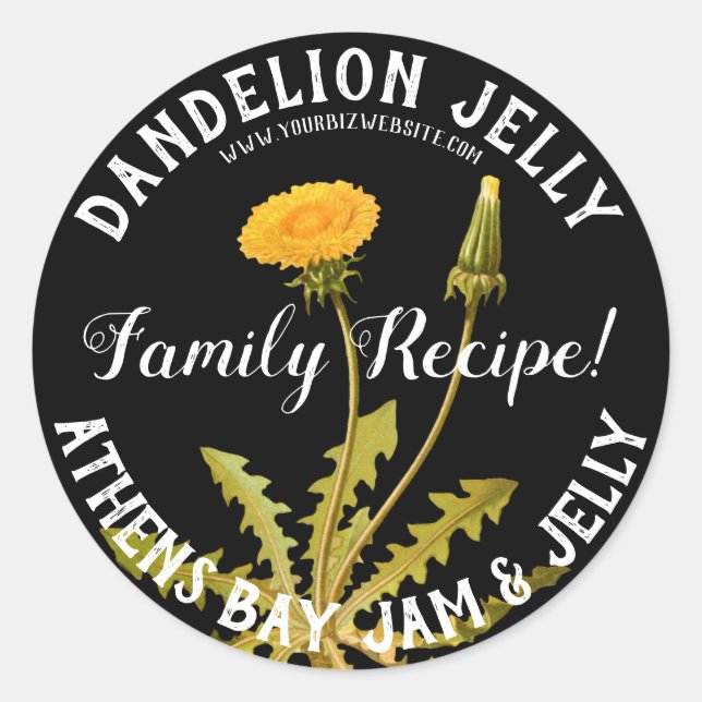 Dandelion Jelly Product Business Label Runder Aufkleber (Vorderseite)
