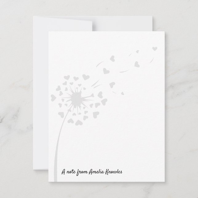 Dandelion Light Gray Niedlich Simple Script Name C Mitteilungskarte (Vorderseite)