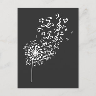 Dandelion Musical Notes Music Lover Nature Blume Postkarte