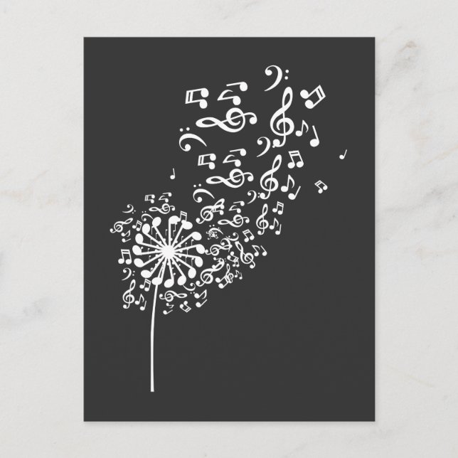 Dandelion Musical Notes Music Lover Nature Blume Postkarte (Vorderseite)