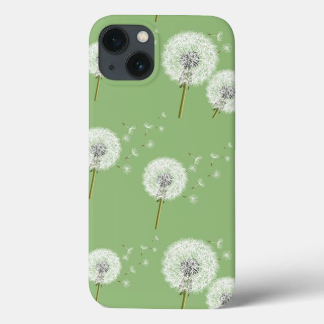 Dandelion Muster auf grünem Hintergrund Case-Mate iPhone Hülle (Rückseite)