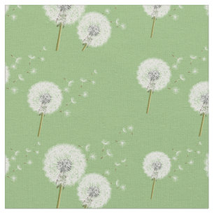 Dandelion Muster auf grünem Hintergrund Stoff