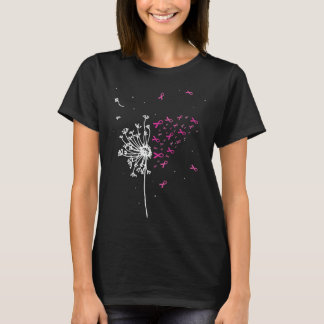 Dandelion Pink Ribbon Cooles Brustkrebs Bewusstsei T-Shirt