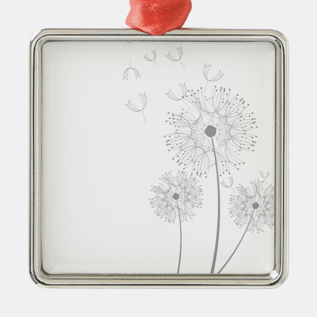 Dandelion purer moderner Blume Ornament Aus Metall (Vorne)
