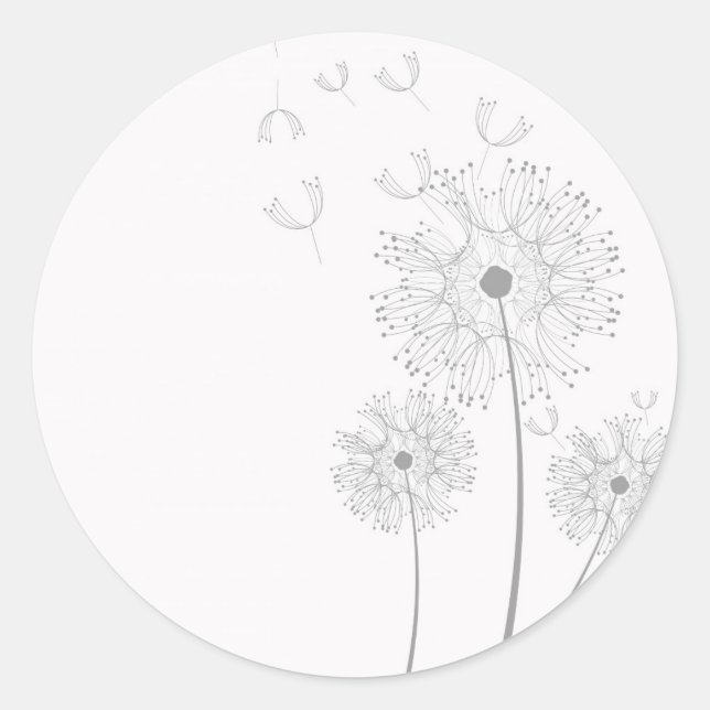 Dandelion purer moderner Blume Runder Aufkleber (Vorderseite)