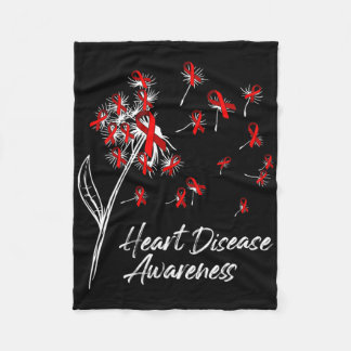 Dandelion Red Ribbon Blume Herzerkrankung Awarene Fleecedecke