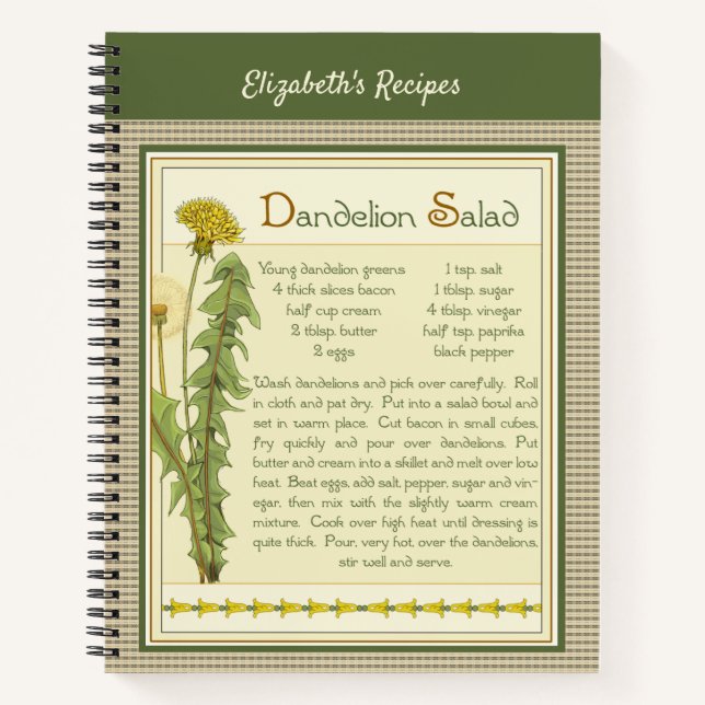 Dandelion Salad Recipe Book Notizbuch (Vorderseite)