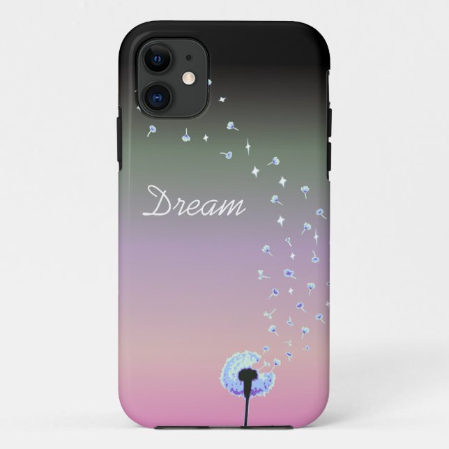 Dandelion Seeds Flying in Wind - Black & Pink Case-Mate iPhone Hülle (Rückseite)