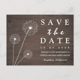 Dandelion Stall Wood Country Save the Date Cards Ankündigungspostkarte