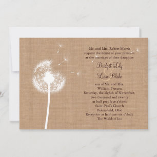 Dandelion sur Burlap Faire-part de mariage